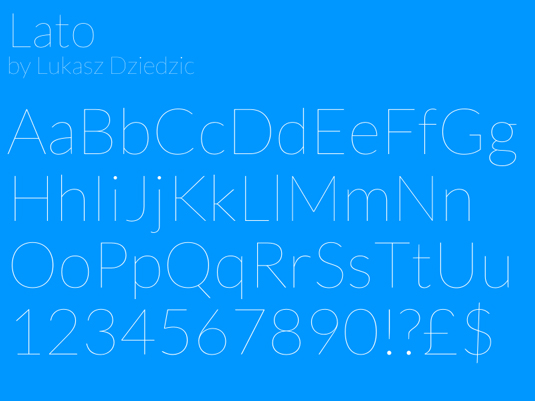 A san serif font sample for the Lato font