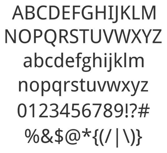 A sansserif font sample for the font DROid